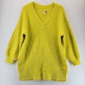 Pilcro Anthropologie Tunic Sweater Womens Medium Boucle Bright Yellow Kidcore